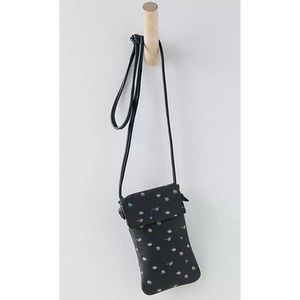Free People Let’s Dance Phone Crossbody Bag Gray Leather Floral